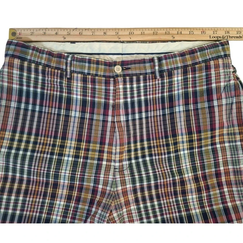 Polo Ralph Lauren Mens Plaid‎ Shorts Size 36 Multicolor Cotton Madras Flat Front